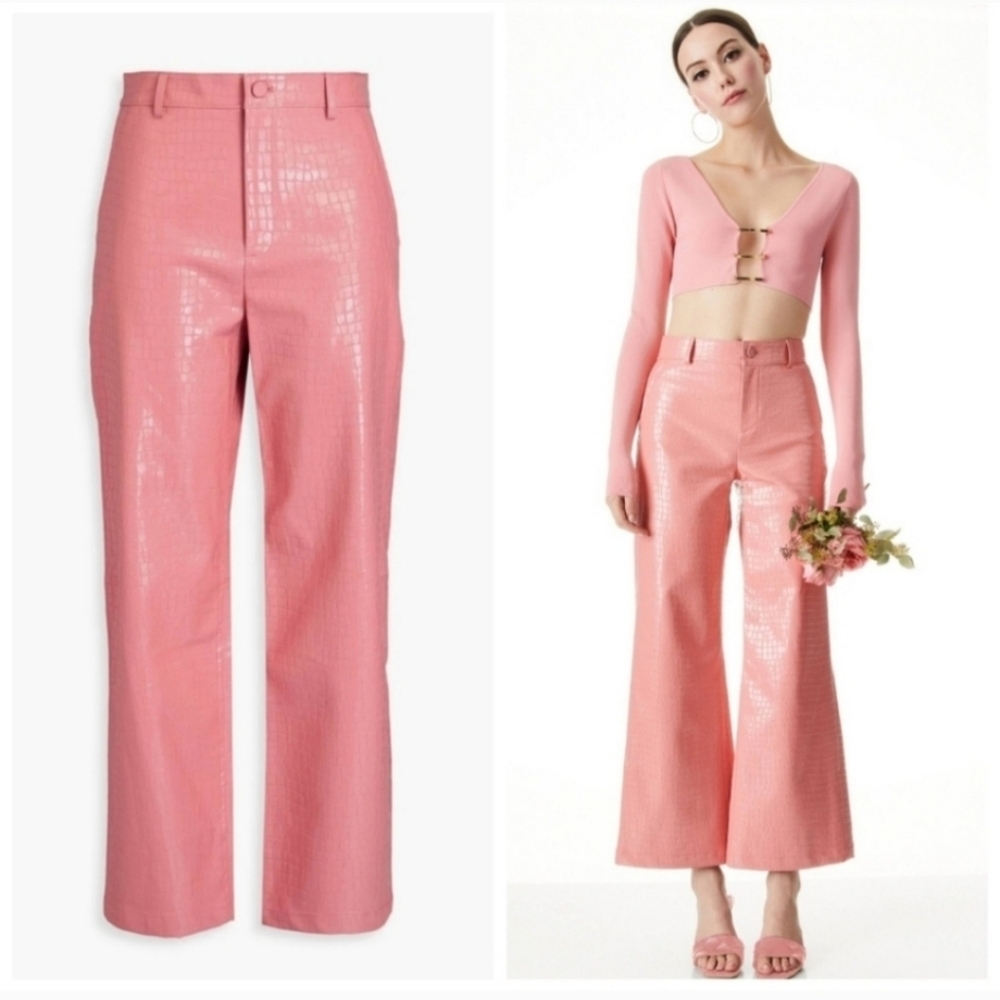 ALICE + OLIVIA TRENT VEGAN CROC CROPPED PANT SIZE 6 - Picture 2 of 13